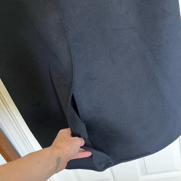 Zara Oversized Wool Blend Trench Coat Overcoat Double Breasted Scarf Black Small - Picture 10 of 10